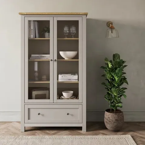 BOXED OLNEY DISPLAY CABINET, STONE (2 BOXES)