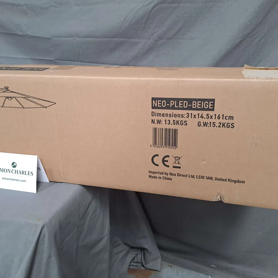 BOXED NEO LED 3M PARASOL IN BEIGE
