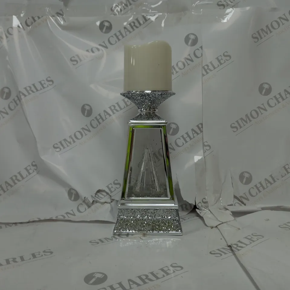 BOXED JULIEN MACDONALD FLAMELESS SWIRLING GLITTER CHRISTMAS TREE CANDLE HOLDER