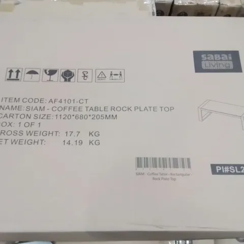 BOXED SIAM RECTANGULAR COFFEE TABLE ROCK PLATE TOP