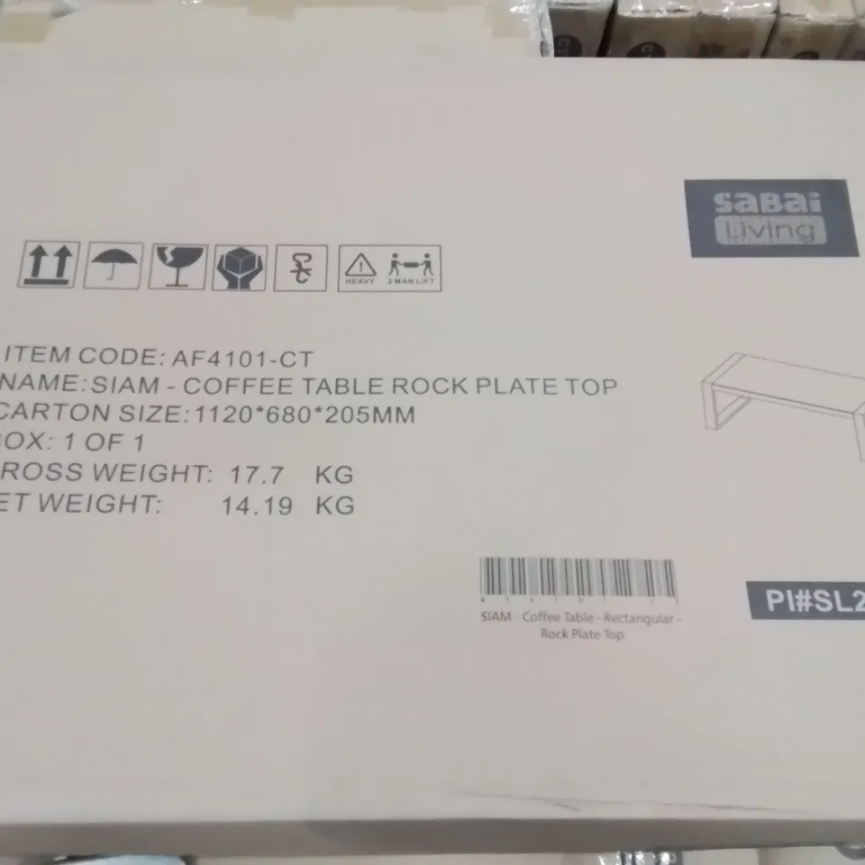 BOXED SIAM RECTANGULAR COFFEE TABLE ROCK PLATE TOP