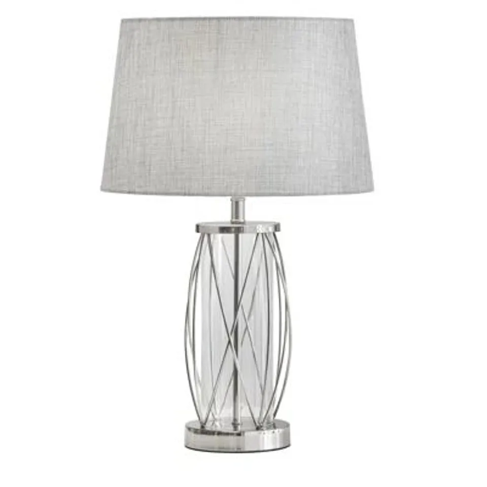 BOXED CALMERS 67.3CM TABLE LAMP WITH GLASS BASE FOR BEDROOM FURNITURE