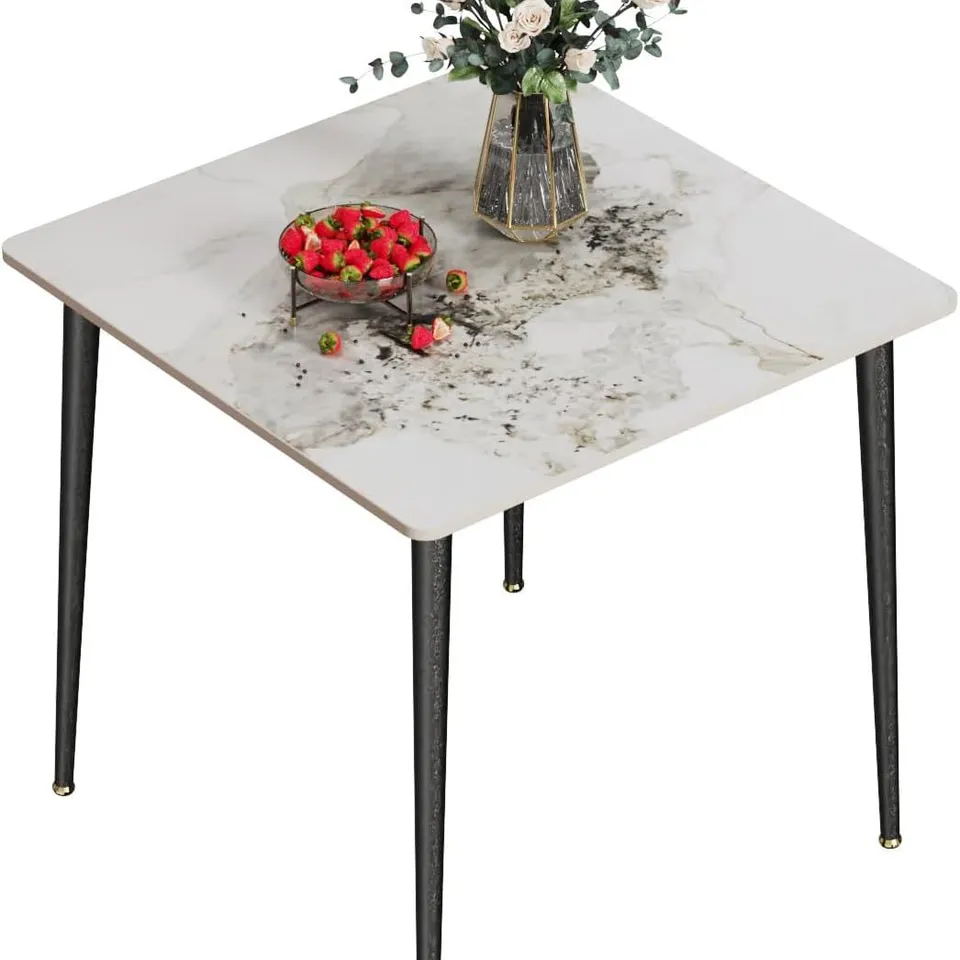 BOXED FATIVO SQUARE SCANDINAVIAN MARBLE EFFECT DINING TABLE (1 BOX)