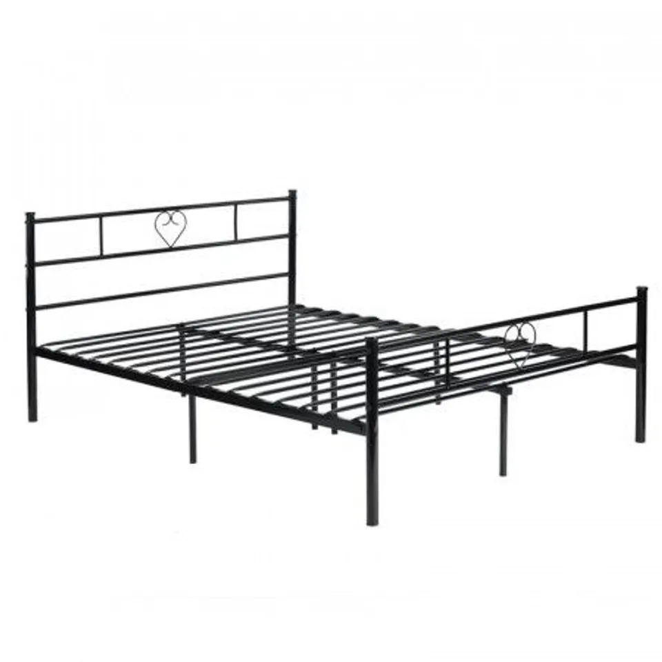 BOXED HEART DOUBLE BEDFRAME IN BLACK - 1 BOX