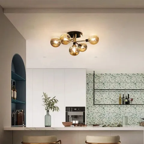 BOXED BOLEY 5-BURNER CEILING LIGHT 52.5CM - AMBER