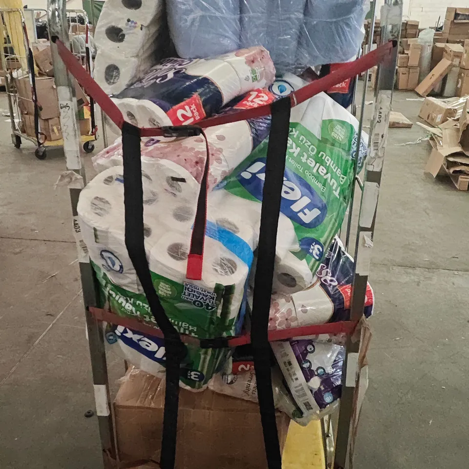 CAGE OF ASSORTED TOILET TISSUE MULTI PACKS TO INCLUDE SOFTESSE AND FLEXI