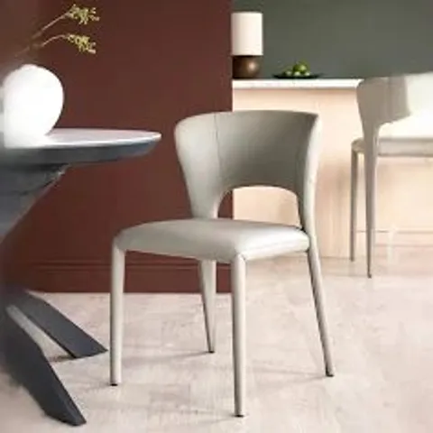 BOXED DANETTI JACKSON LIGHT GREY LEATHER DINING CHAIR