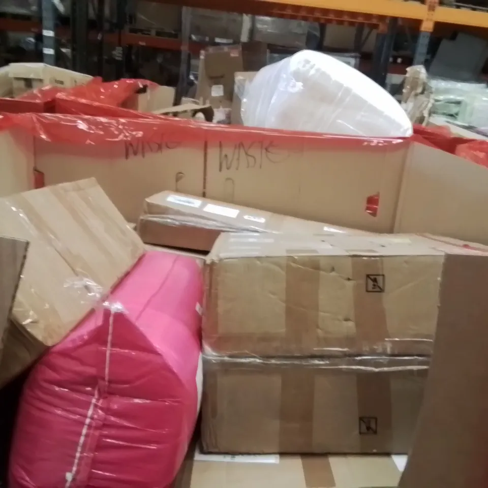 PALLET OF ASSORTED HOUSEHOLD GOODS AND PRODUCTS TO INCLUDE;WALKING PAD,TENNIS RACKET 