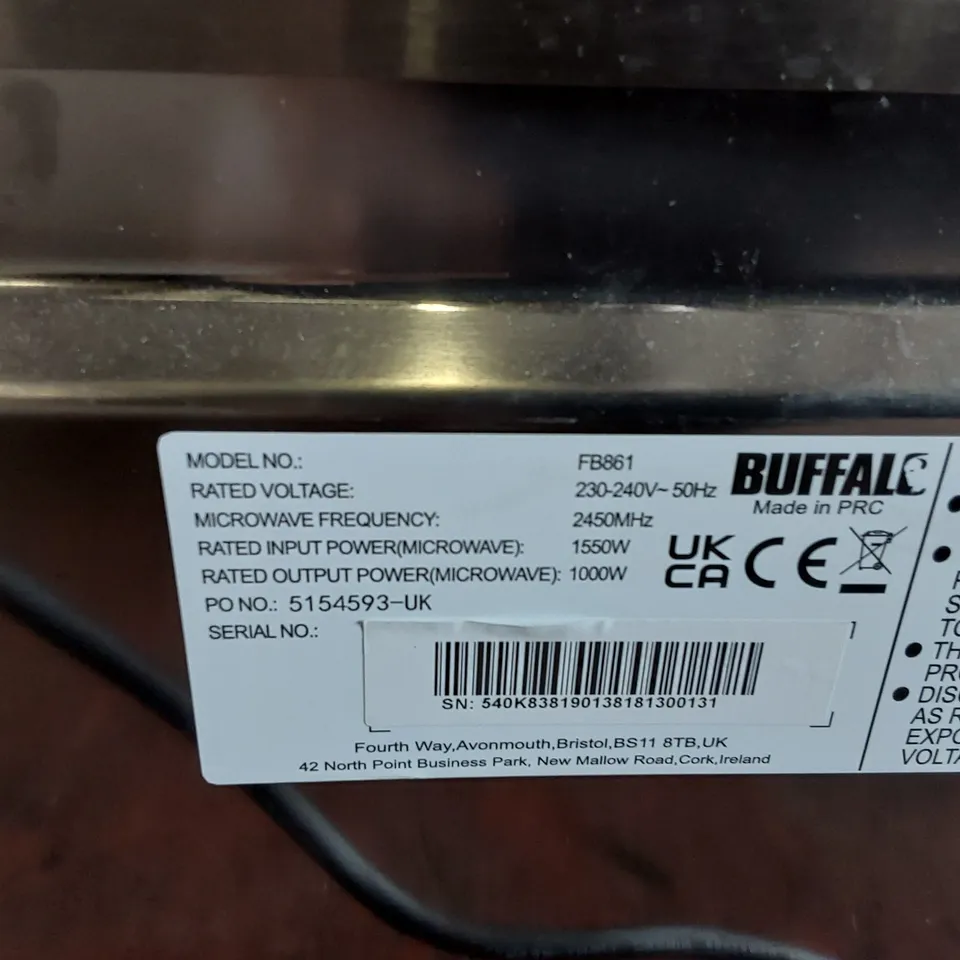 BUFFALO MANUAL COMMERCIAL MICROWAVE OVEN 25LTR 1000W