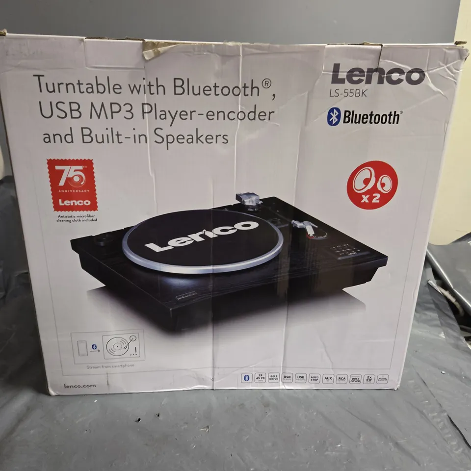 LENCO LS-55BK TURNTABLE WITH BLUETOOTH, USB MP3 PLAYER-ENCODER AND BUILT-IN SPEAKERS