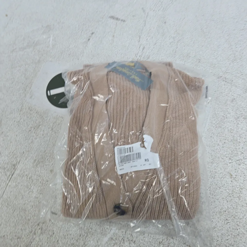 BAGGED RUTH LANGSFORD BUTTON FRONT CARDIGAN TAUPE SIZE XS