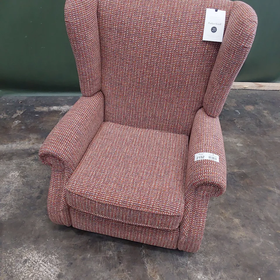QUALITY BRITISH DESIGNER PARKER KNOLL PUSH BACK RECLINING WINGED EASY CHAIR ROSE PINK FABRIC 