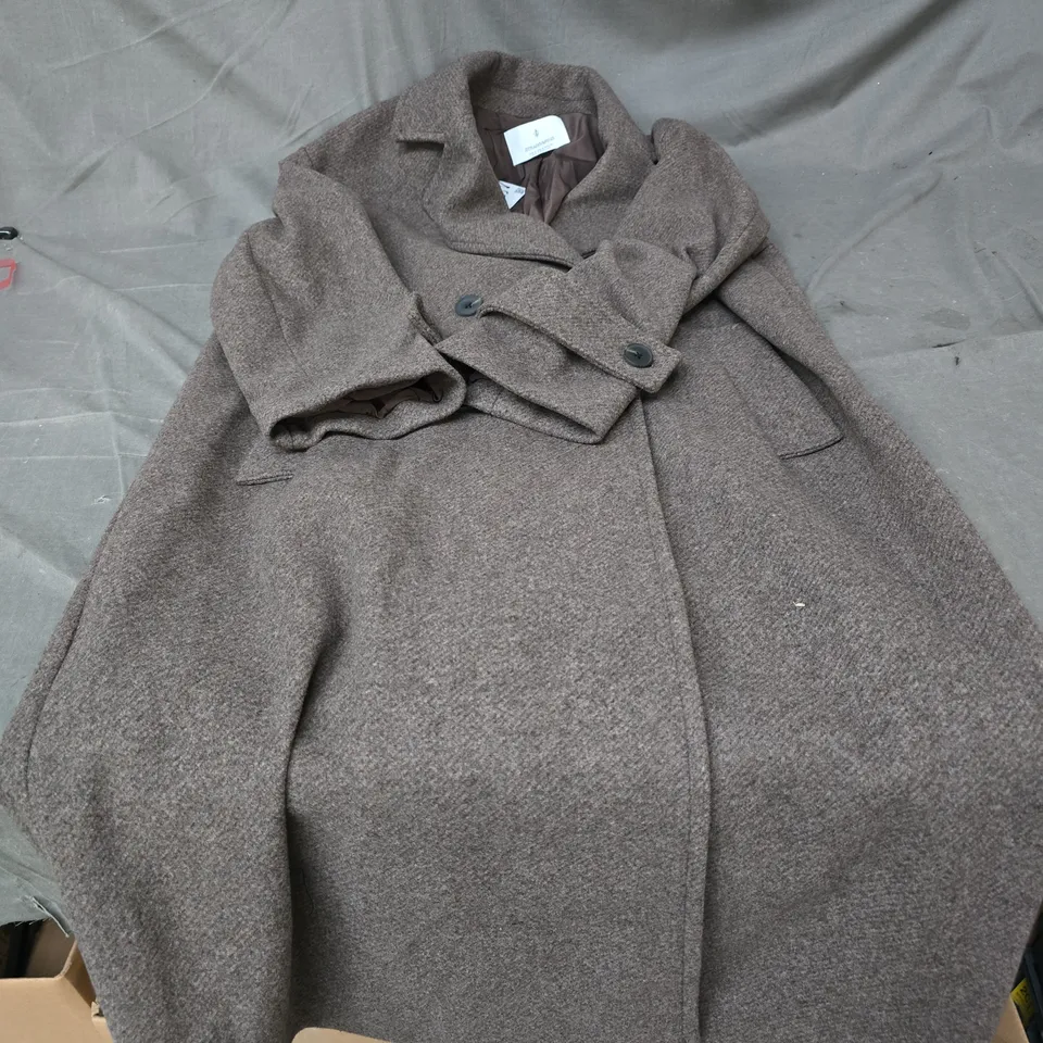 STRADIVARIUS BROWN WOOL COAT – WOMEN’S, UK SIZE S