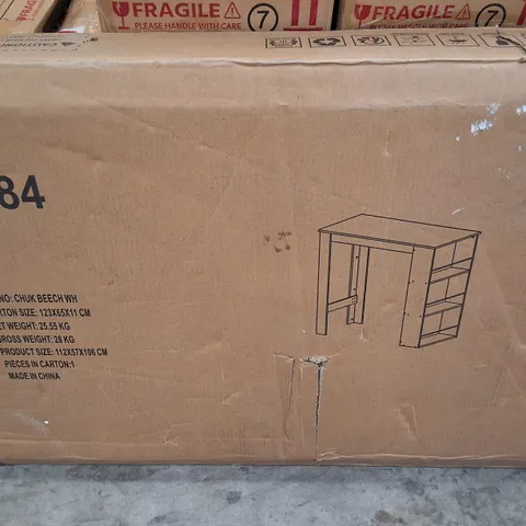 BOXED COMPUTER DESK WITH STORAGE SHELVES