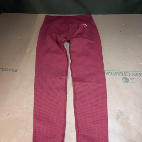 RED BURGANDY GYM SHARK LEGGINGS SIZE M