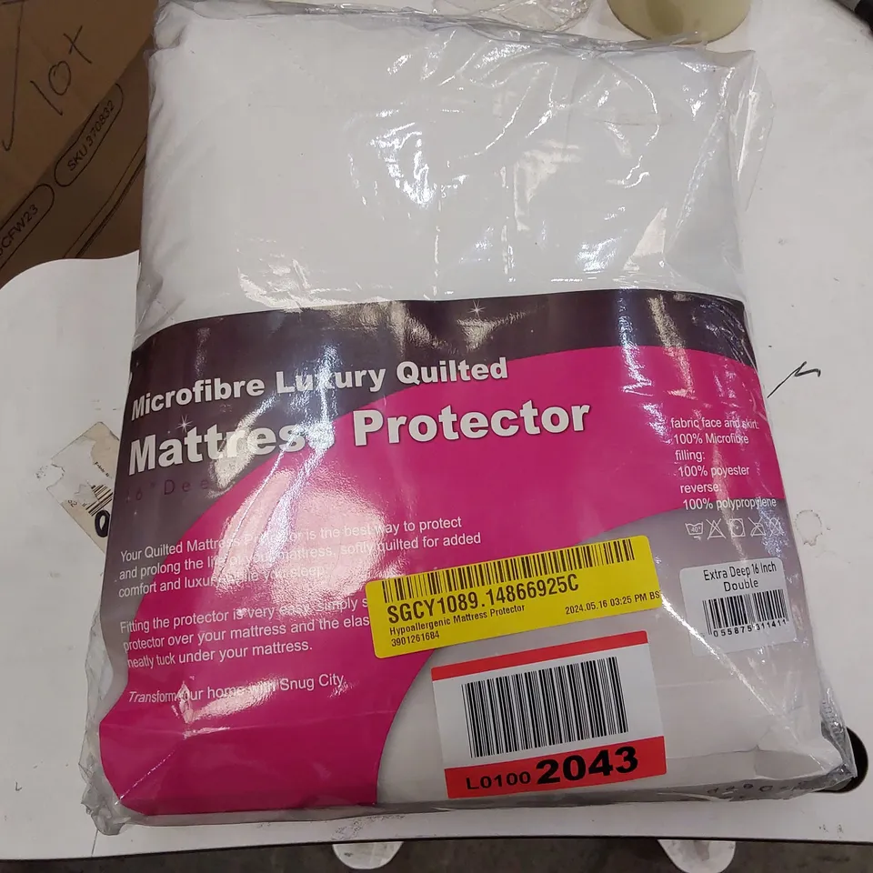 BAGGED HYPOALLERGENIC MATTRESS PROTECTOR // SIZE: DOUBLE, 16" DEEP (1 ITEM)
