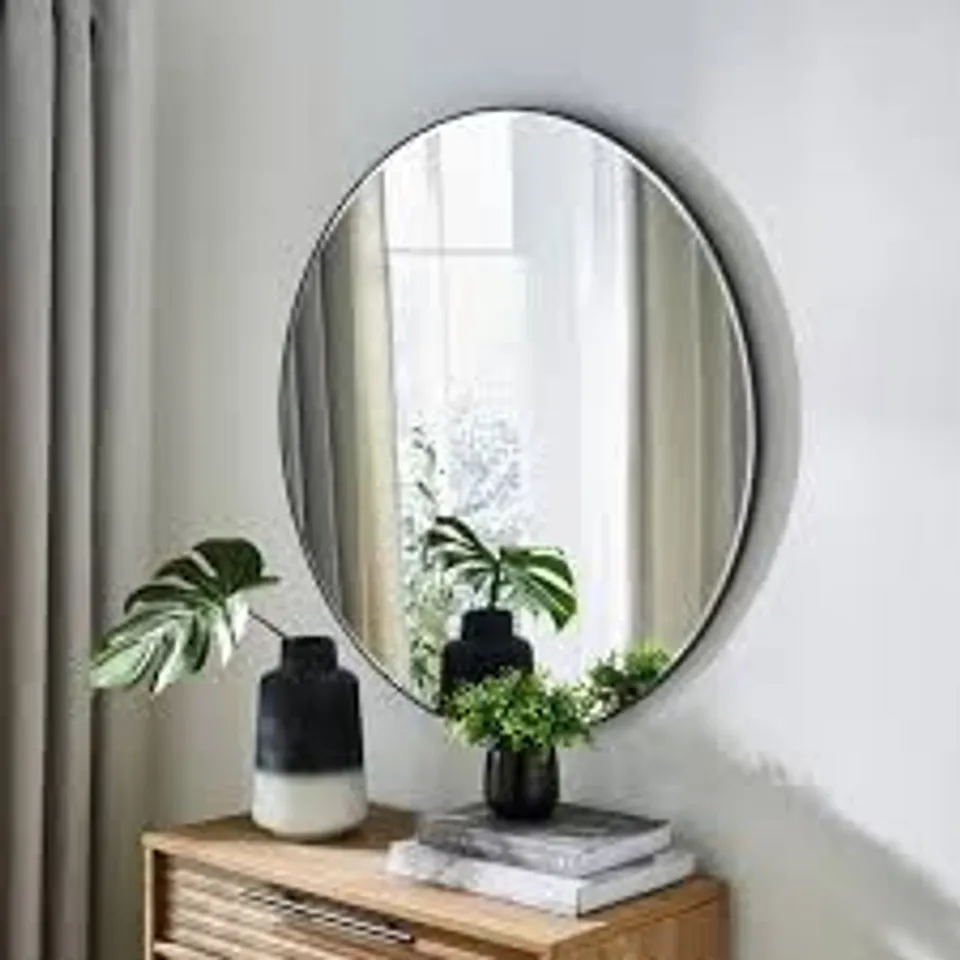 BOXED APARTMENT BLACK CIRCULAR MIRROR - 95CM