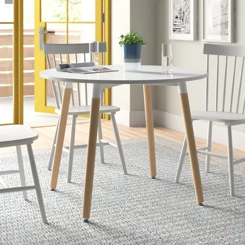 BOXED MIRA ROUND SOLID WOOD BASE DINING TABLE (1 BOX )