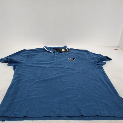 TRUE RELIGION BRAND JEANS POLO SHIRT – MATTE NAVY, STYLE 107125, SIZE XXL