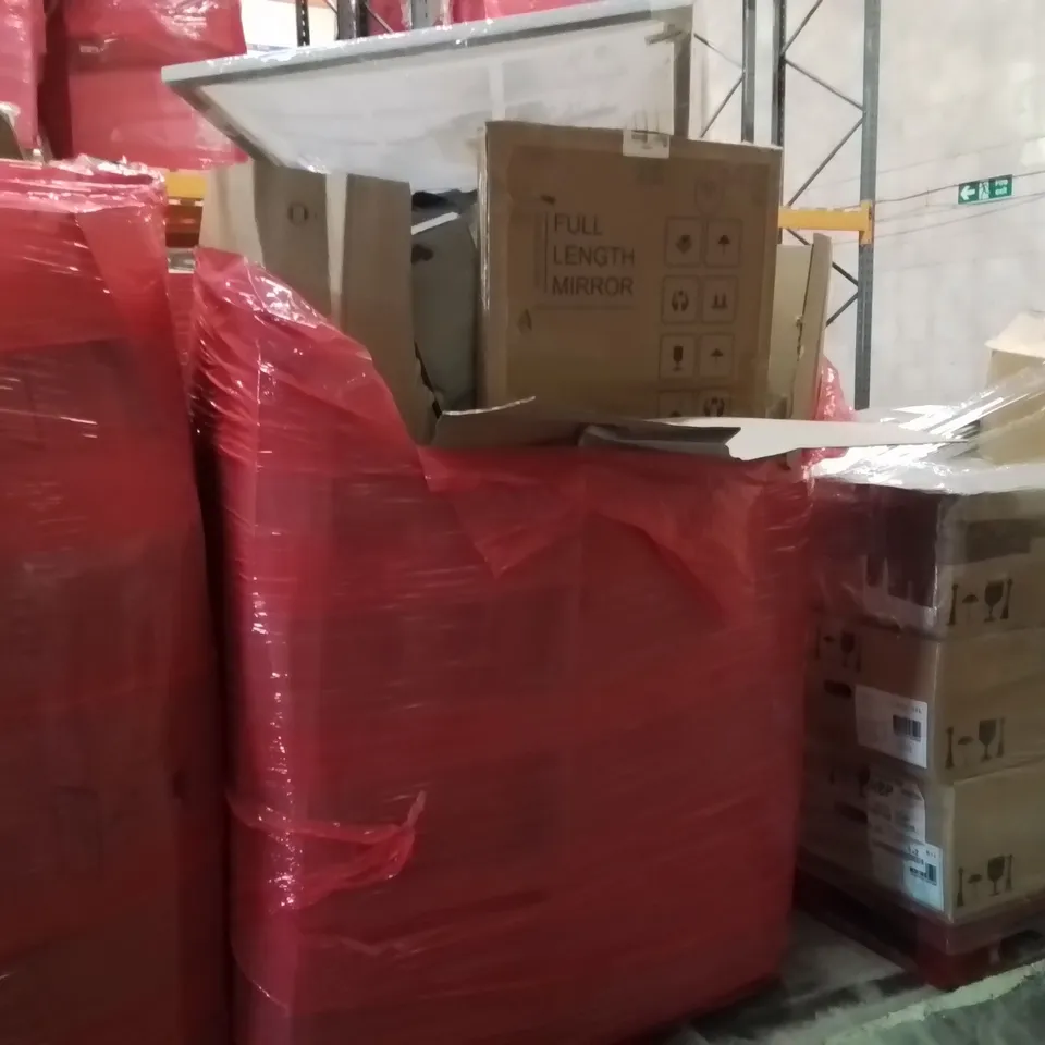 PALLET CONTAINING ASSORTED ITEMS TO INCLUDE:  CANON PIXMA WIRELESS PRINTER, AIR FRYER, HOT WATER DISPENSER, FULL LENGTH MIRROR ECT