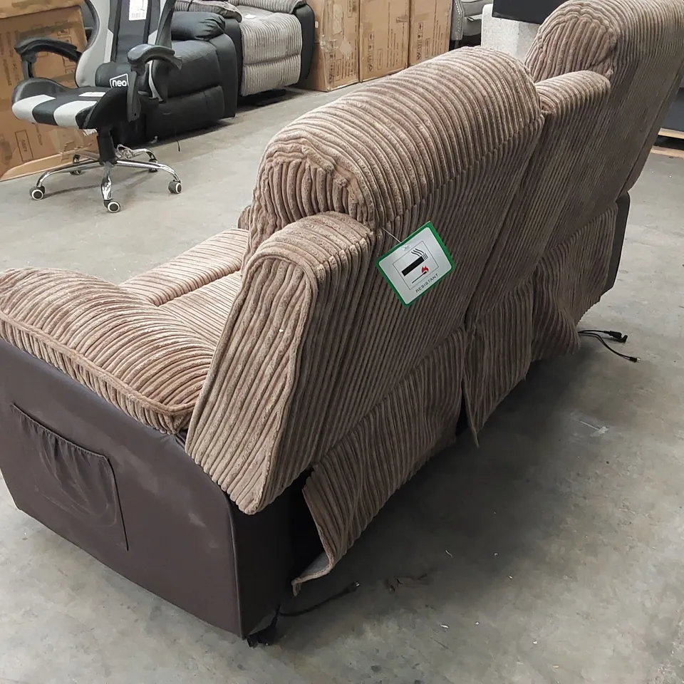 DESIGNER 2-SEATER UPHOLSTERED RECLINING SOFA WITH CUP HOLDERS
