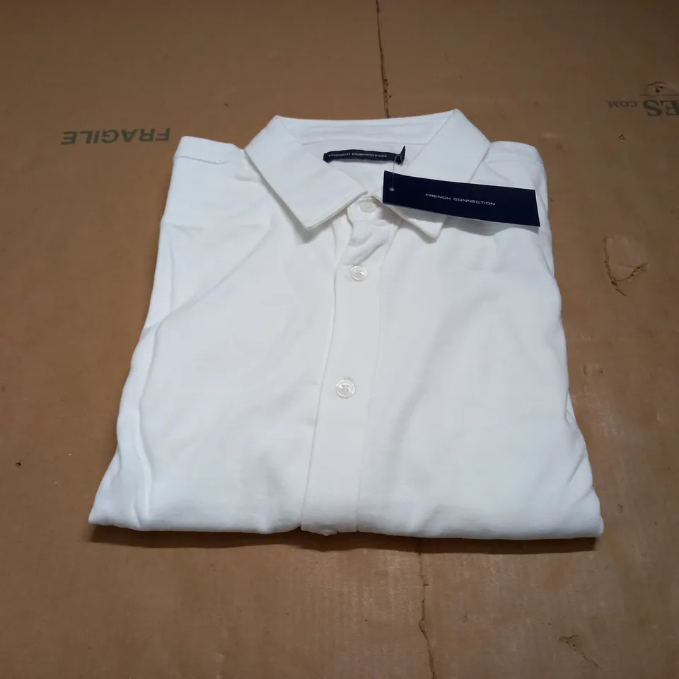 IN THE STYLE OF FRENCH CONNECTION LINEN WHITE PF CONRAST COLLAR JERSEY SHIRT XL