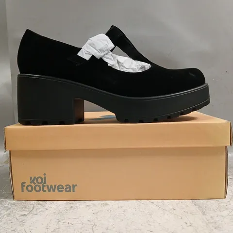 BOXED PAIR OF KOI SAI BLACK MARY JANES SUEDE EDITION IN BLACK SIZE UK 10