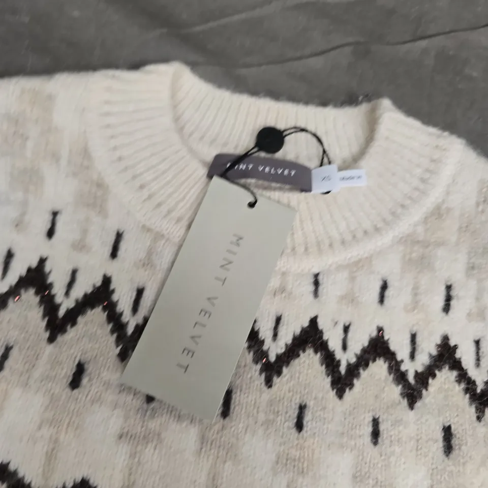 MINT VELVET WOMEN'S KNIT JUMPER – NEUTRAL FAIRISLE, XS