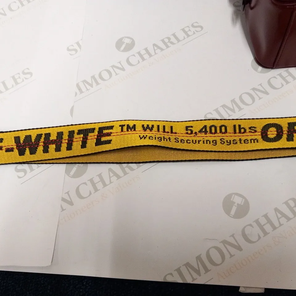 OFF-WHITE OXBLOOD DIAGONAL FLAP BINDER BAG WITH INTERCHANGEABLE STRAPS