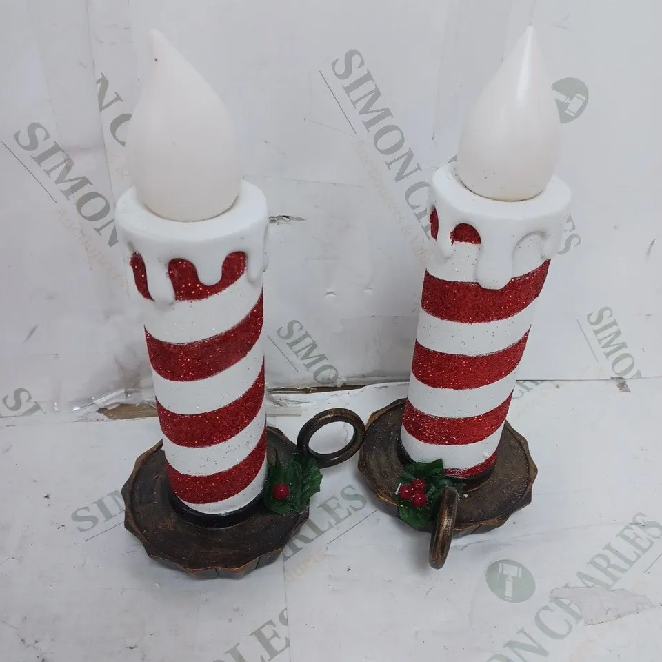 SET OF 2 CHRISTMAS DECORATIVE CANDLED 