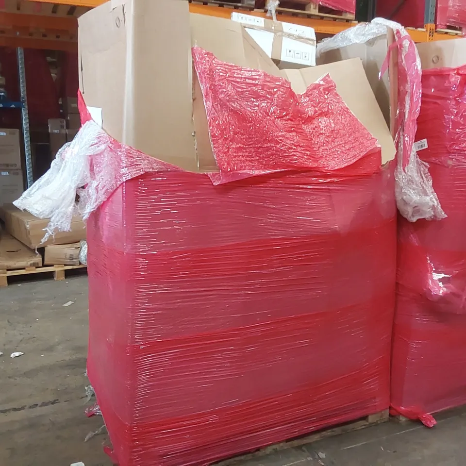 PALLET OF ASSORTED ITEMS INCLUDING: CARPET CLEANER, KIDS SCOOTER, RETRACTABLE GATE, SHOE RACK, PAVING SUCTION PUMP, LED BATTEN LIGHT ECT