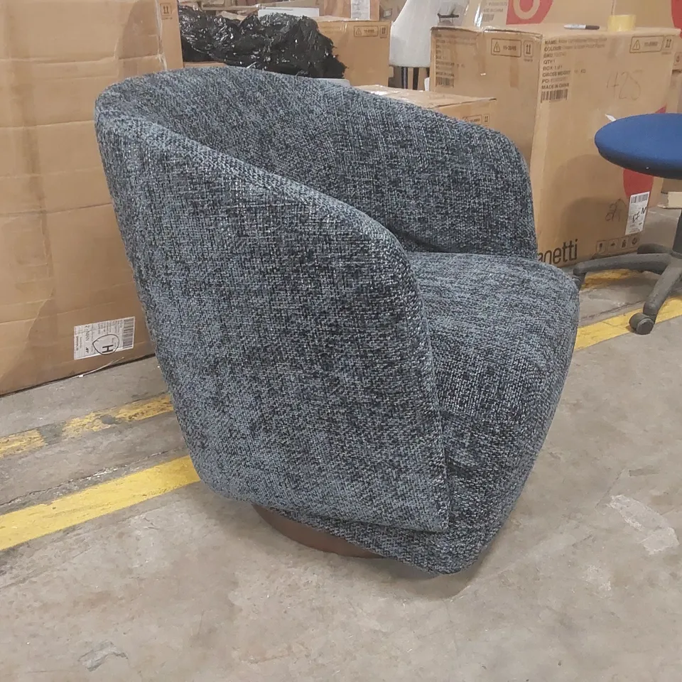 DANETTI NATALIA CHUNKY WEAVE DARK BLUE SWIVEL ACCENT CHAIR