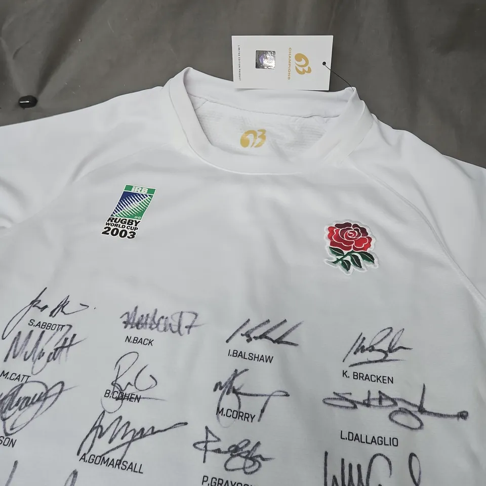 ENGLAND RUGBY WORLD CUP 2003 AUTOGRAPHED SHIRT - SIZE L
