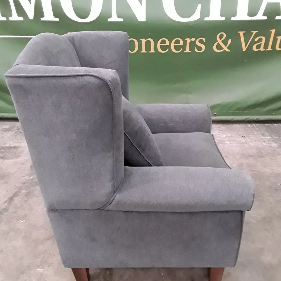 QUALITY DESIGNER ARMCHAIR WITH PILLOW - GREY FABRIC