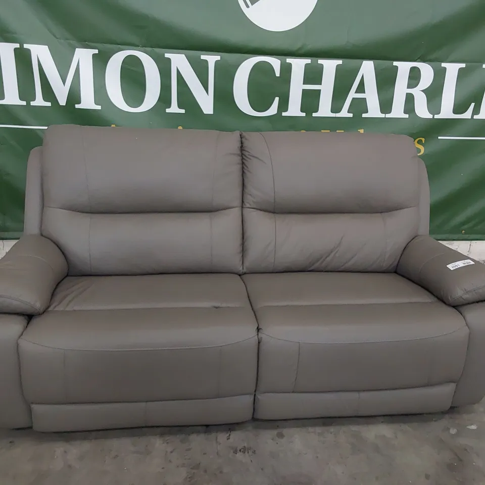 DESIGNER THREE SEATER SOFA GREY LEATHER 