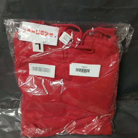 BOX OF APPROXIMATELY 7 HOODED SWEATSHIRTS - RED - SIZE LARGE