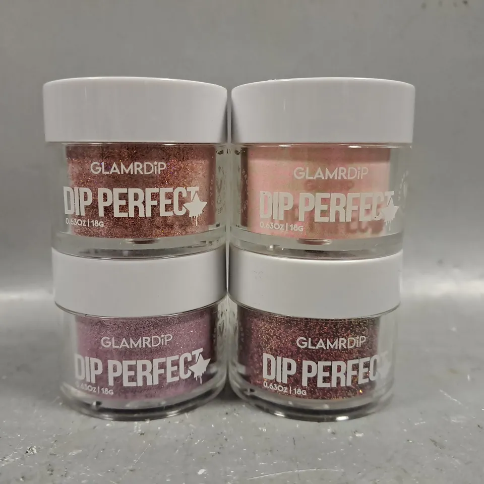 4 ASSORTED GLAMDRIP DIP PERFECT - CONFETTI, EMBERS, GLIMMER, OUR SECRET