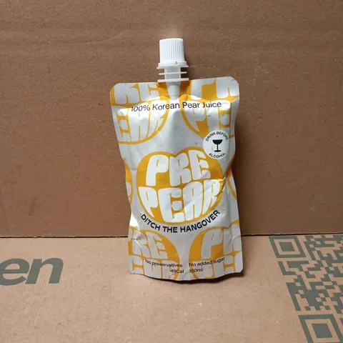 BOX OF APPROXIMATELY 30 X PRE PEAR 100% KOREAN PEAR JUICE "DITCH THE HANGOVER" PRE ALCOHOL DRINK 120ML