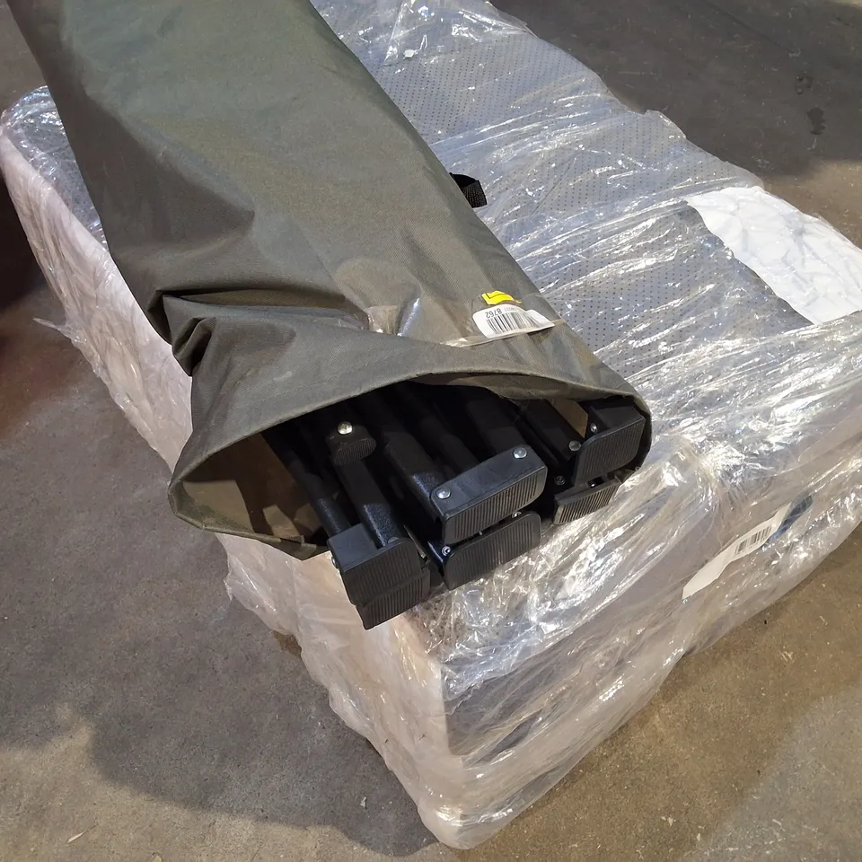 PALLET OF ASSORTED HOUSEHOLD ITEMS TO INCLUDE FOLDING G CHAIR, COOKWARE AND MATTRESS PADS