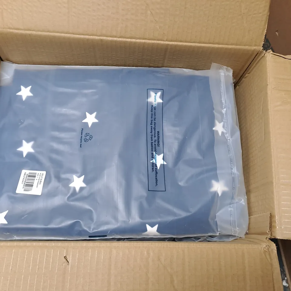 BOX OF APPROXIMATELY 14 HOLLY AND BEAU COLOUR CHANGING RAINCOATS - DARK BLUE STARS - SIZES MAY VARY