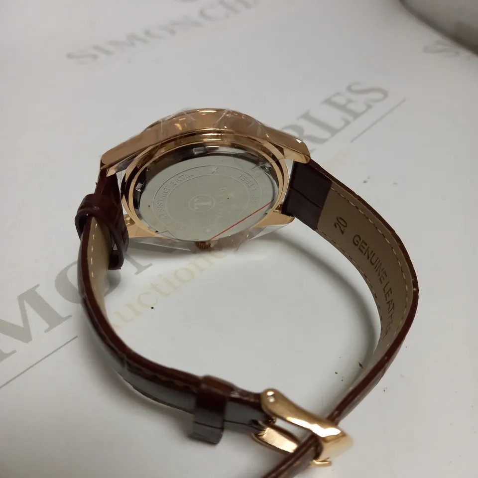 MENS TALIS CO 7120 CHRONOGRAPH WATCH – MOON PHASE MOVEMENT – GENUINE LEATHER STRAP 