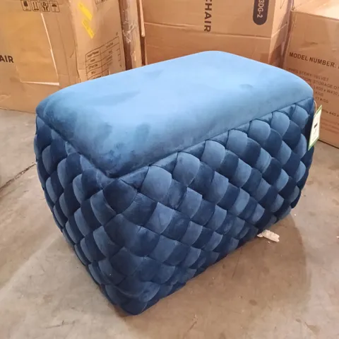 BOXED VELVET STORAGE OTTOMAN - DARK BLUE (1 BOX)