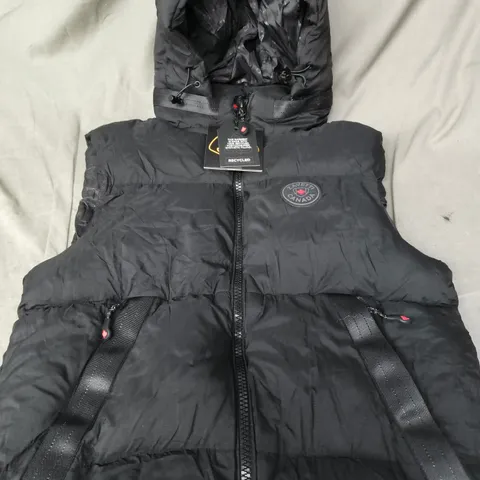 ZAVETTI CANADA RECYCLED PUFFER GILET– BLACK, HOODED- SIZE M
