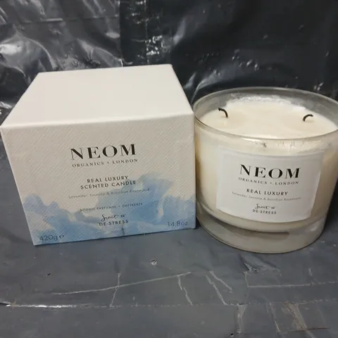 BOXED NEOM REAL LUXURY SCENTED CANDLE (LAVENDER, JASMINE & BRAZILIAN ROSEWOOD) (420g)