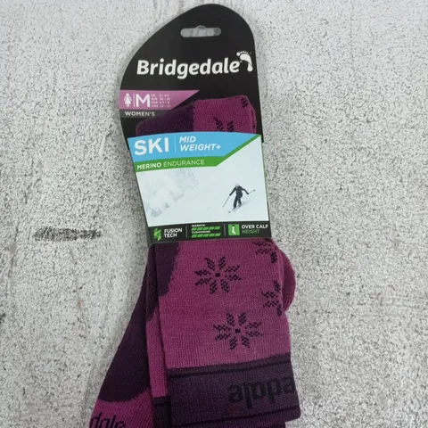 BRIDGEDALE WOMEN'S SKI SOCKS – MERINO ENDURANCE, MID WEIGHT (UK 5–6.5) – PURPLE
