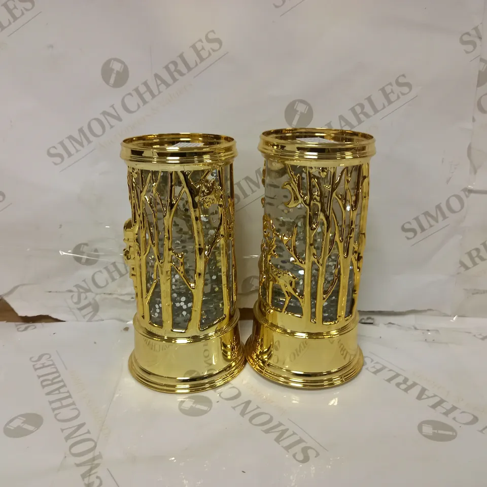 HOME REFLECTIONS SET OF PRELIT SWIRLING GLITTER SCENIC PILLARS
