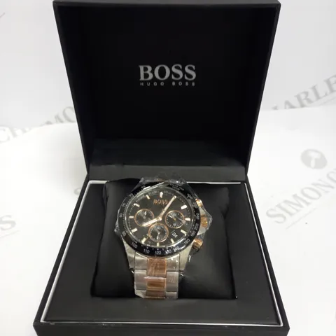 HUGO BOSS MENS HERO STEEL/ROSE GOLD EFFECT WATCH