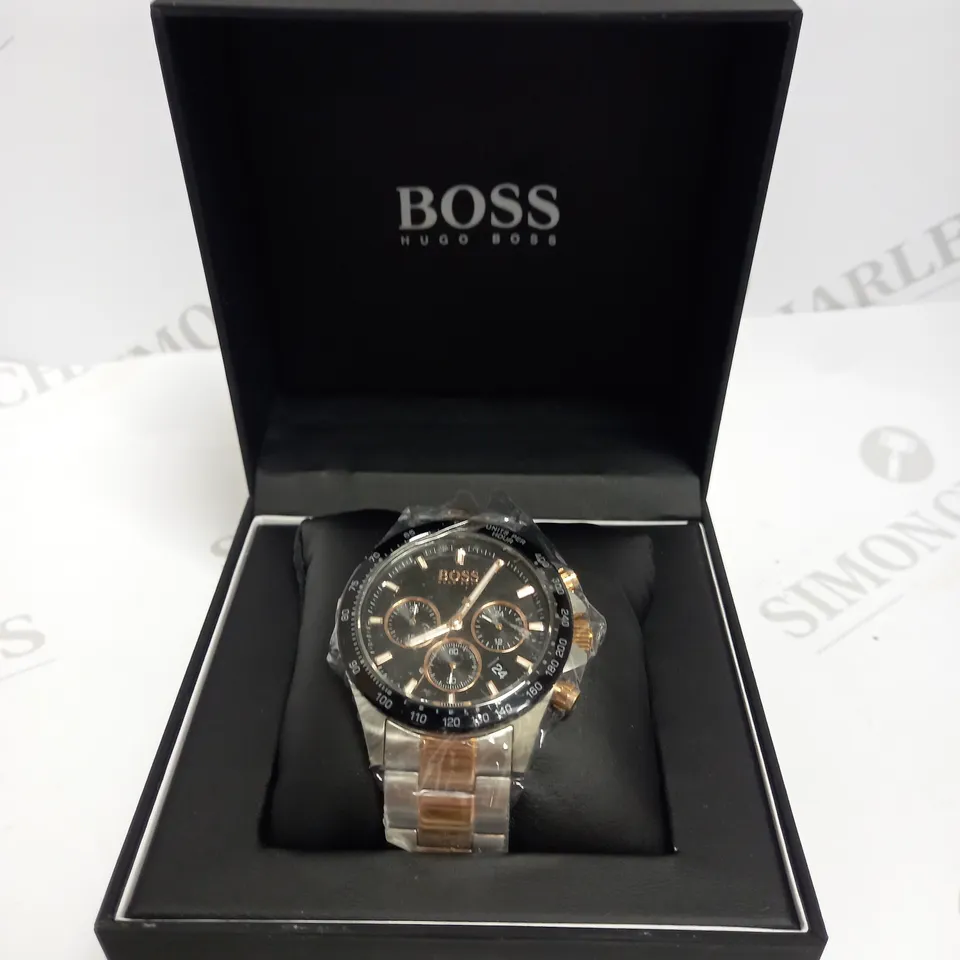 HUGO BOSS MENS HERO STEEL/ROSE GOLD EFFECT WATCH 
