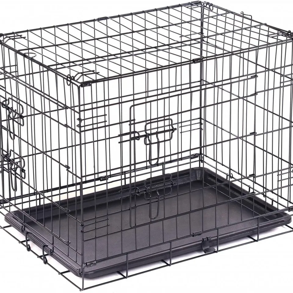 BOXED 24" FOLDING METAL DOG CAGE PUPPY TRANSPORT CRATE PET CARRIER