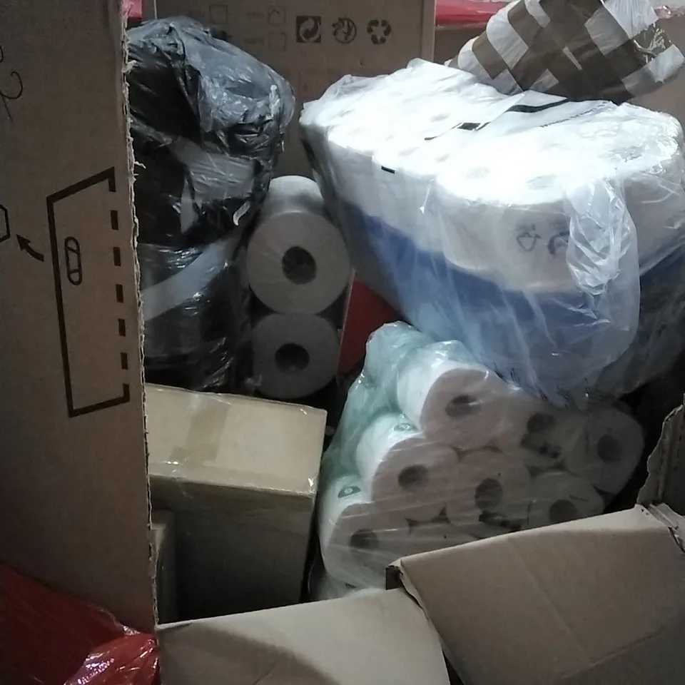 PALLET OF HOUSEHOLD ITEMS TO INCLUDE PICTURE FRAMES, PULL UP BAR,CORK YOGA MAT,UNDER DESK ELECTRIC ELLIPTICAL  TRAINER AND OTHER ASSORTED ITEMS...